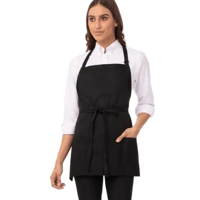 Image of Chef Works Three Pocket Bib Apron Black