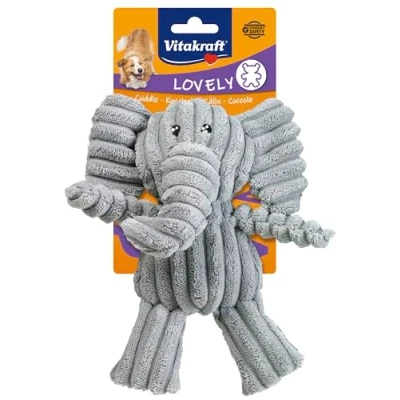 Image of Vitakraft Elephant Dog Plush Toy Sound for Small and Medium Dogs, Adults or Puppies Gift Dogs Soft Textile Grey