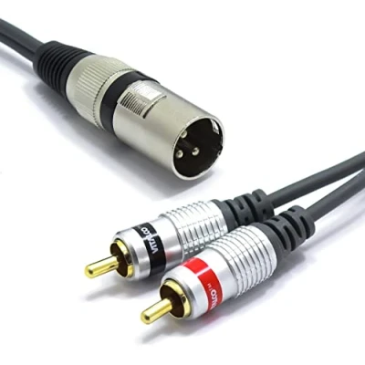Image of VITALCO XLR Male to 2x RCA 3m Cable 3 PIN Microphone Twin Lead