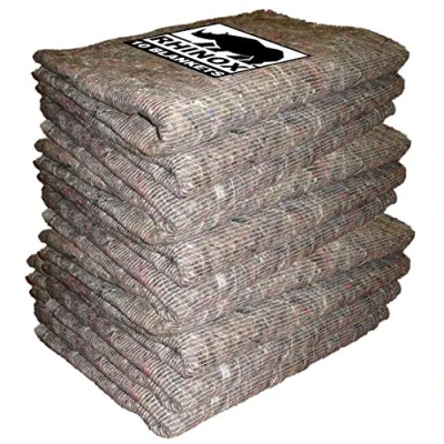 Image of Rhinox Pack of 10 Furniture Moving Van Removal Packing Transit Fabric Blankets 200cm x 150cm