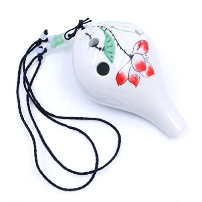 Image of Alnicov Hand Painting&quot;Lotus&quot; 6 Hole Ocarina,Wine Bottle Style Alto C Ocarina,Beautiful Design,Perfect for Beginners