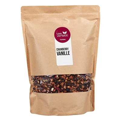 Image of FRUTEG loose Fruit tea cranberry vanilla 1000 g finest leaf quality Herbe, sour and at the same time sweet composition of mix 1 kg