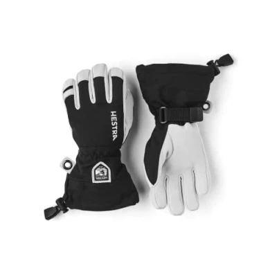 Image of Hestra Junior Army Heli Kids Ski Gloves, Black (10 11 yrs)