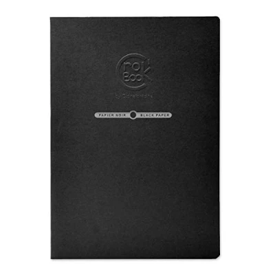Image of Clairefontaine Ref 60316C Crok&#039;Book Portrait Staplebound Sketchbook A4 (29.7 x 21cm), 120gsm Paper, Acid Free, pH Neutral, 20 Black Sheets Cover