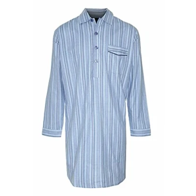 Image of Champion Mens Brushed Cotton Striped Nightshirt Sleepwear Light Blue 6XL