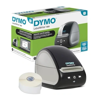 Image of DYMO LabelWriter 550 Label Printer &amp; Labels 2 x LW Multipurpose (1320 Total) 1 Name Badge (300 per Roll) Durable (160 UK 3 Pin Plug