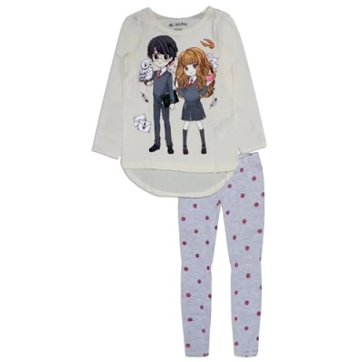 Image of Harry Potter Kids Long Sleeve Cotton Pyjama Set (UK, Age, 6 Years, Regular, Off White)