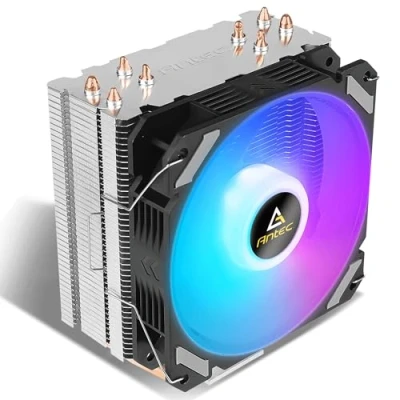 Image of Antec A400i Neon Lighting Heatsink &amp; Fan, Intel AMD Sockets, PWM RGB Silent, 4 Direct Touch Heatpipes, 150W TDP, 0 761345 10913