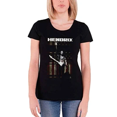 Image of Jimi Hendrix T Shirt Womens Peace Star Spangled Banner Official Skinny fit L Black
