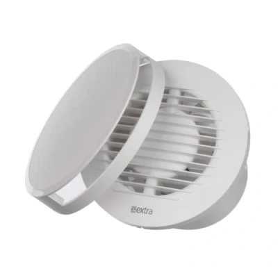 Image of EUROPLAST Diameter 100mm Bathroom Extractor Fan with Timer Round 4 inch a Front Panel White Ceiling and Wall Mounted