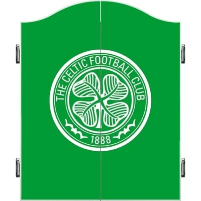 Image of FOCO Officially Licensed Celtic Football Club Bhoys 1888 FC Darts and Dartboard Cabinet, Crest, Green (CAB093)