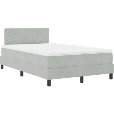 Image of vidaXL Box Spring Bed with Mattress &amp; LED Light Grey 120x200 cm Velvet