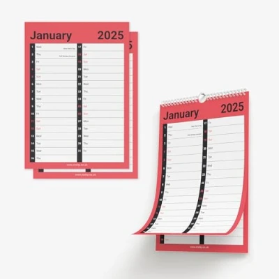Image of Evelay 2025 Calendar A4 Large 2 Column Month To View Spiral Bound Wall Planner Organiser for Home Business Office School