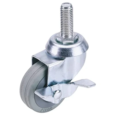 Image of Draper Swivel Bolt Fixing Rubber Castor with Brake, 50mm Diameter, S.W.L. 50kg