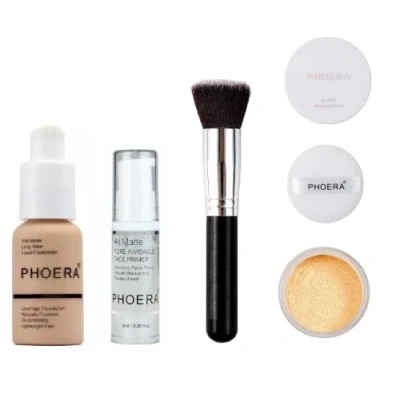 Image of Phoera® Full Coverage Foundation, Primer, Setting Powder and MISKEEN Makeup Brush Soft Matte Oil Control Concealer 30ml Long Lasting Flawless Cream Smooth Aquapurity (104 BUFF BEIGE)