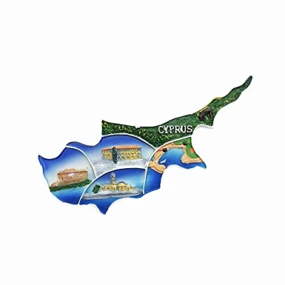 Image of 3D Cyprus Map Attractions Refrigerator Magnet Resin Travel Souvenirs,Handmade Home &amp; Kitchen Decoration Fridge Collection Gift