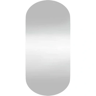 Image of vidaXL Oval Wall Mirror 45x100 cm Silver Glass Space Saving Mounted Design for Clear Vanity Reflections in Bedroom or Bathroom