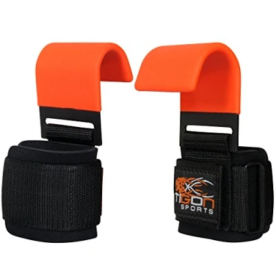 Image of TIGON Power Weight Lifting Training Gym Straps Hook bar Wrist Support Lift Grip (Orange)