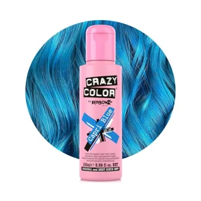 Image of Crazy Color Vibrant Capri Blue Semi Permanent Hair Dye. Highly Pigmented Electric Conditioning &amp; Oil Nourishing Vegan Formula No Bleach or Ammonia 100ml