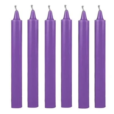 Image of Venuscello® 25 x Purple Tapered Dinner Candles 190mm Non Drip Unscented Long Burning Smokeless Pure Paraffin Wax for Wedding Parties