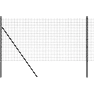 Image of vidaXL Welded Wire Fence with 13 Posts Grey 1.2x25 m Steel