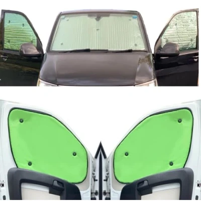 Image of Thermal Blinds Compatible With Iveco Daily (Years 2000 2014) (Front Set) Backing Colour in Lime, Reversible
