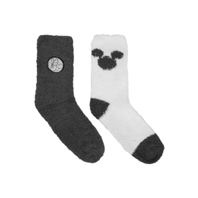 Image of Disney Minnie Mouse Cuddly Socks for Women Fluffy Winter Warm Grey/White (Pack of 2), grey white, 39/42 EU