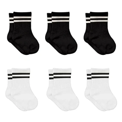 Image of bistyle Baby Grip Ankle Socks 6 Pairs Newborn Infant Toddlers Organic Cotton Kids Boys Girls (as8, age, 2_years, 3_years, Black (Striped))