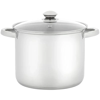 Image of Judge Essentials Polished Stainless Steel Stock Pot with Lid, 6.5L, 22cm Large Induction Pot, Suitable for All Hob Types, Oven and Dishwasher Safe