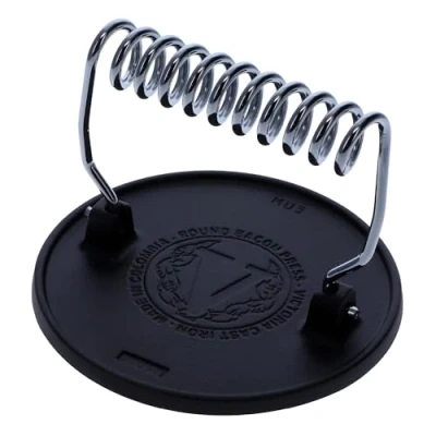 Image of Victoria Round Cast Iron Meat Press with a Wire Handle, Preseasoned Flaxseed Oil, Made in Colombia