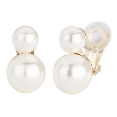 Image of Traveller Clip On Earrings Women&#039;s Double Pearl, Titanium