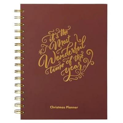 Image of Christmas Planner/Organiser, A5 Hardcover Notebook Perfect for Budgeting Weekly Countdown with Shopping List Daily Meal Planner 120 GSM FSC Paper Company (Mulberry)