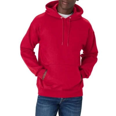 Image of Hanes Unisex Adult mensOF170Ultimate Cotton Pullover Hood Long Sleeve Hooded Sweatshirt Red XL