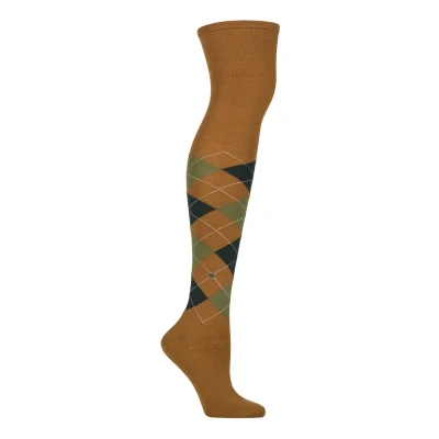 Image of Women&#039;s 1 Pair Burlington Marylebone Argyle Wool Overknee Socks Old Brass 3.5 7