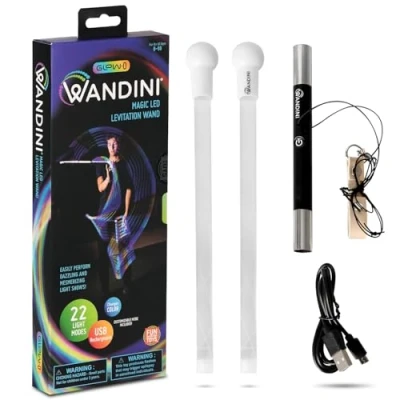 Image of Wandini Magic LED Levitation Wand USB Rechargeable Amazing Lights Flow Levi Short String Light Up Toy Baton Dancing Cane