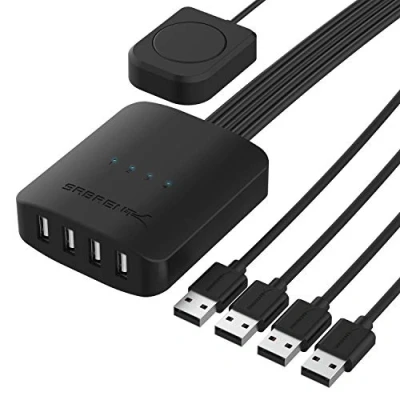 Image of SABRENT USB share switch Selector, 4 PCs in out, computer peripheral Switcher, sharing splitter, Control four with one monitor, for Mouse Keyboard printer Scanner (USB USS4)