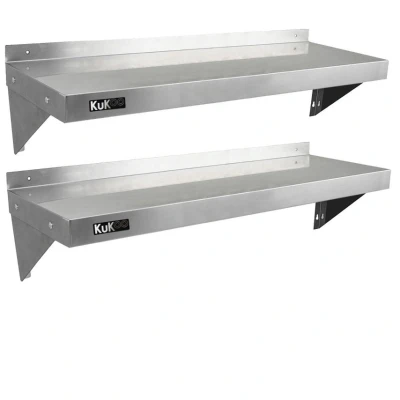 Image of MonsterShop 2 x KuKoo Stainless Steel Shelves 1250mm 300mm