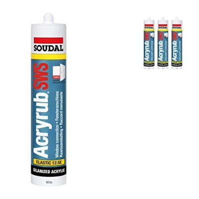 Image of 3 x Soudal Acryrub SWS Sealant Premium Paintable Elastic Acrylic Decorators Filler