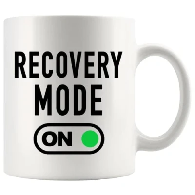 Image of Recovery Mode On Get Well Coffee Mug Gift For Patient Motivational Inspirational Ceramic Cup 11 oz Novelty Drinkware White (11 oz)