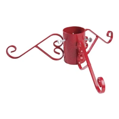 Image of AMOS Christmas Tree Stand Metal Xmas Base 6Inch For Real Trees, Red