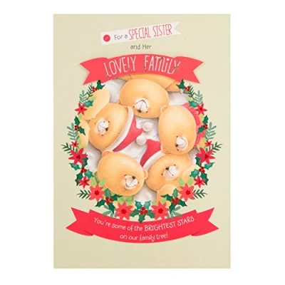 Image of Hallmark Forever Friends Christmas Card to Sister &amp; Family &#039;Brightest Stars&#039; Medium