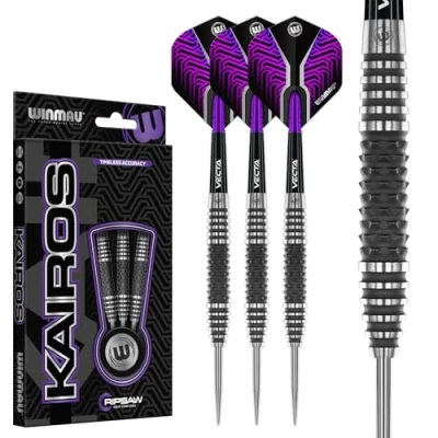 Image of WINMAU Darts Kairos 26g 90% Professional Tungsten Steel Tip Set with Dart Flights and Shafts (Stems)