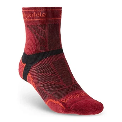 Image of Bridgedale TRAIL RUN Lightweight T2 Merino Sport 3/4 Crew Men&#039;s X Large Red