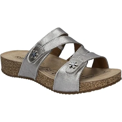 Image of Josef Seibel Tonga 82 Women&#039;s Dolamite Mule Floral Pin Sandl Sandals (Silver, UK 4)