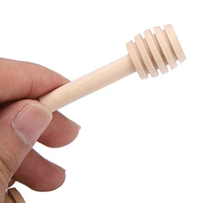 Image of 24Pcs Wooden Honey Dipper, Plates &amp; Serving Dishes Dippers Stick Jam Syrup Drizzler Stirring Rod Kitchen Gadgets(10cm)