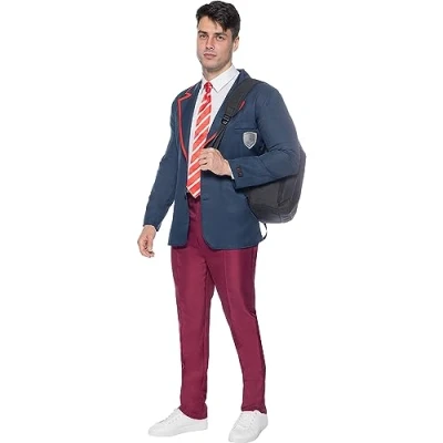 Image of Elite Costume for man Student Schoolgirl and Schoolboy Films &amp; Series Netflix adults accessory fancy dress props Halloween carnival parties Size M Dark blue