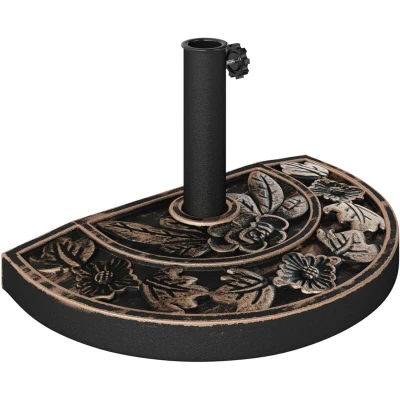 Image of Outsunny 9kg Resin Half Round Parasol Base Umbrella Stand Garden Outdoor Accessories