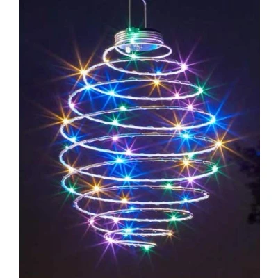 Image of Garden Mile Solar Powered Warm White Copper LED Spiral Hanging Lights Outdoor Lighting (Mega Rainbow Light)