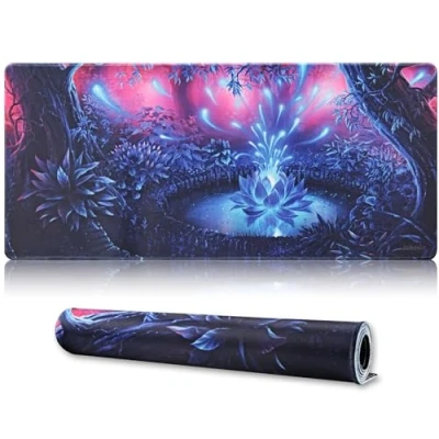 Image of Jahosin Large Gaming Mouse Pad with Stitched Edges,[35.4x15.7In] Extended Non Slip Natural Rubber Base for Gamer/Desktop/Office/Home 90x40 Forestapond