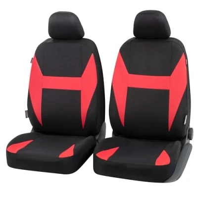 Image of Walser Caledon Car Seat Cover 2 Front Covers, Universal Covers Polyester for Regular Seats, Protector Black/Red